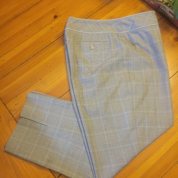 Nice West Back/Baby Blue/White Plaid Ankle Trousers - Size 8 - Picture 10 of 11